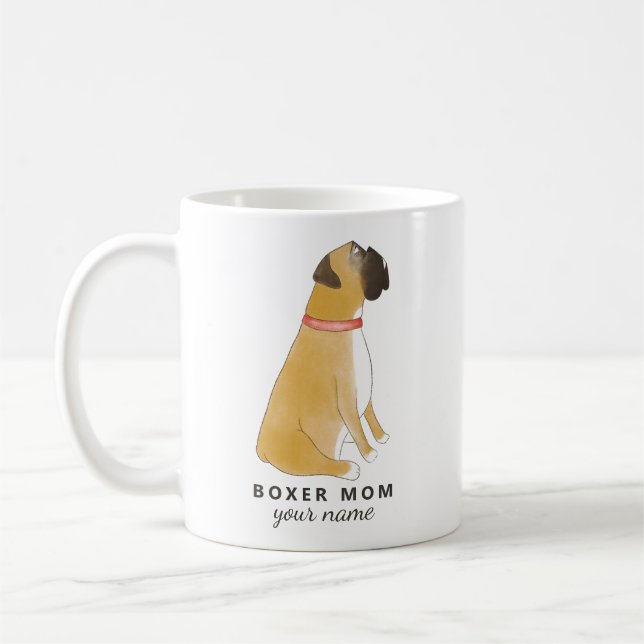 Custom Boxer Mom Mug, Personalized Boxer Dog mug (Gauche)