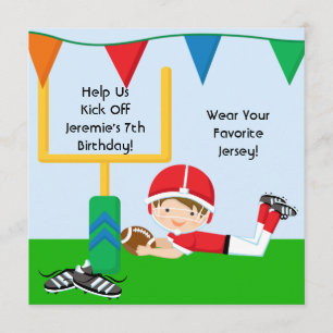 Custom Boy in RedFootball Anniversaire Invitation