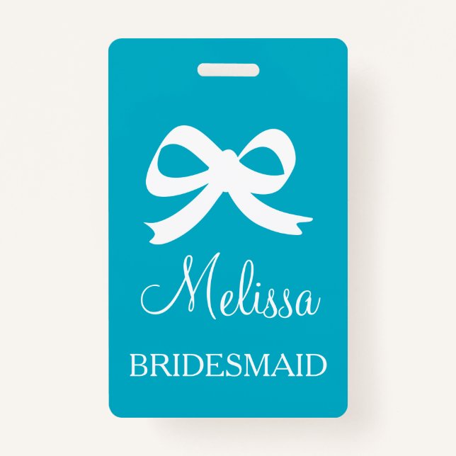 Custom bridesmaid name badges for wedding party (Devant)