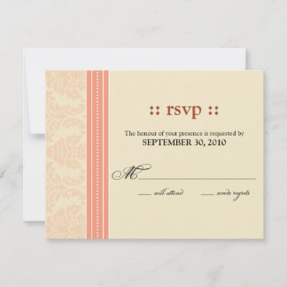 :custom: Carte de réponse en damas corail/crème