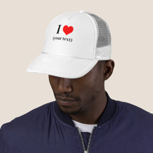 CUSTOM! Casquette de camionneur I Heart - Blanc et