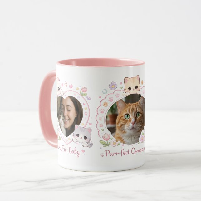 Custom Cat Lover Mug with 3 Photos | Personalized  (Devant gauche)