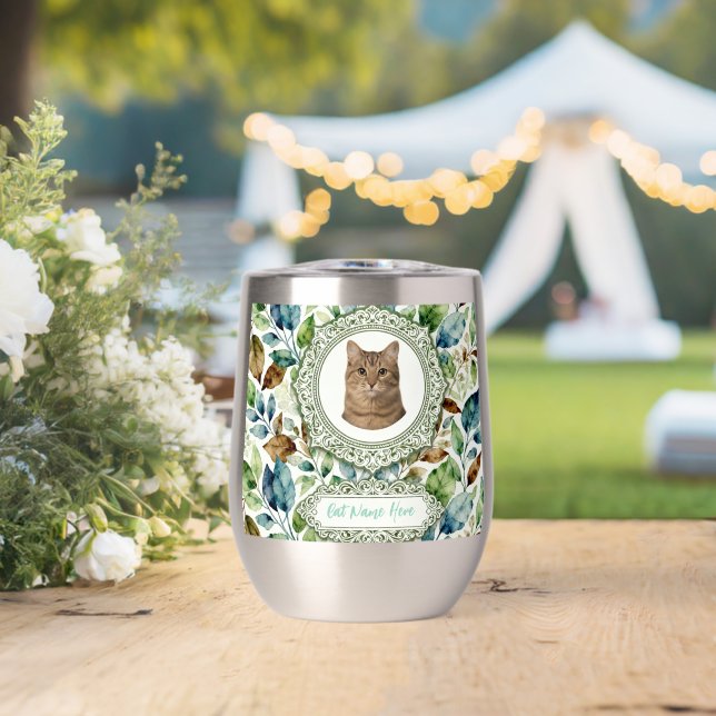 Custom Cat Photo & Name Tumbler (Mariage (pivoté))