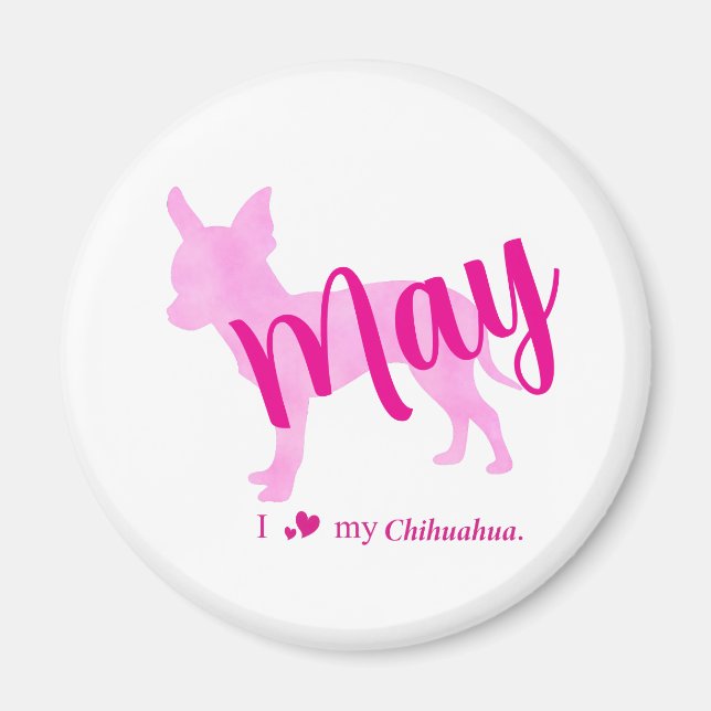 Custom Chihuahua Magnet Pastel Pink Silhouette (Devant)