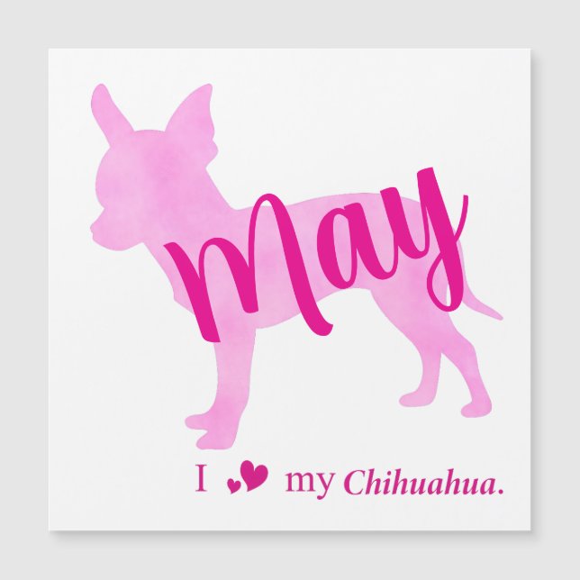 Custom Chihuahua Magnet Pastel Pink Silhouette (Devant)