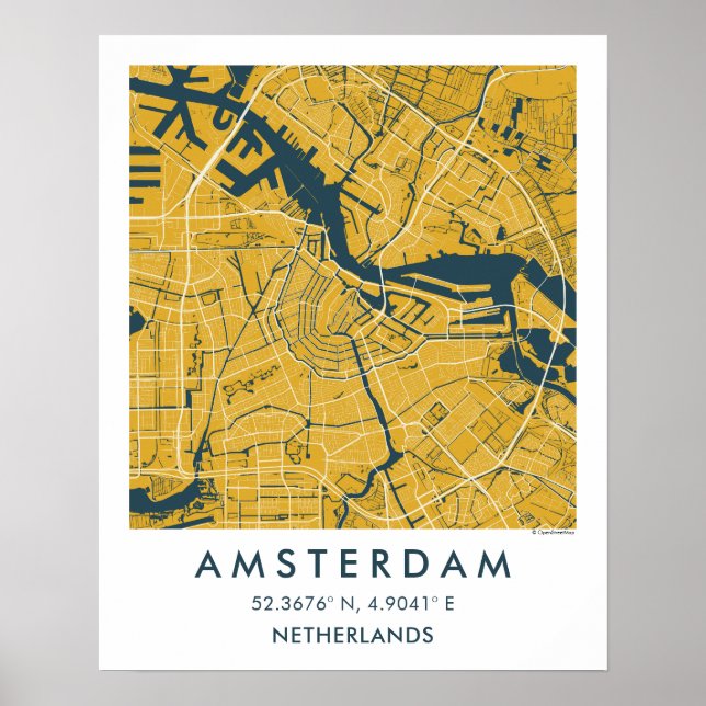 Custom City Map Amsterdam Netherlands Poster (Devant)