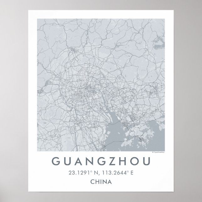 Custom City Map Guangzhou China Wall Art Poster (Devant)