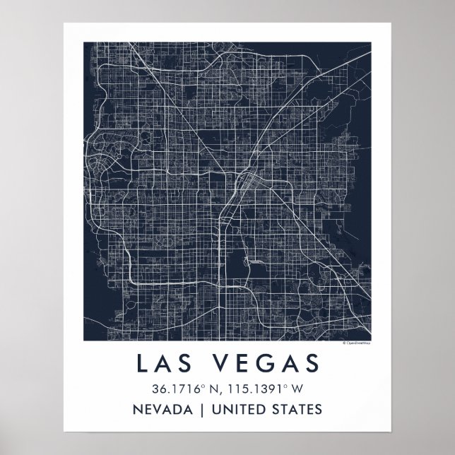Custom City Map Las Vegas Nevada Wall Art Poster (Devant)