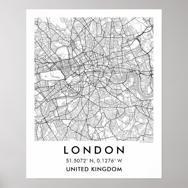 Custom City Map London Wall Art Poster (Devant)