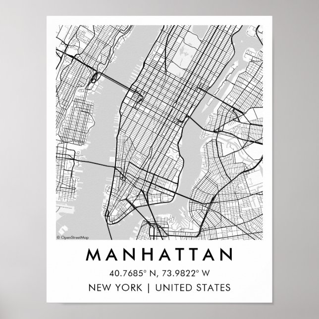 Custom City Map Manhattan New York Poster (Devant)