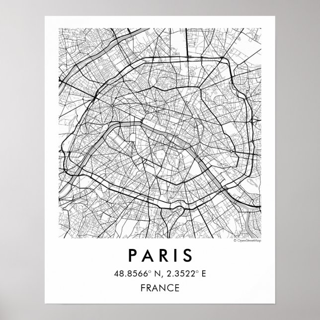 Custom City Map Paris France Poster (Devant)