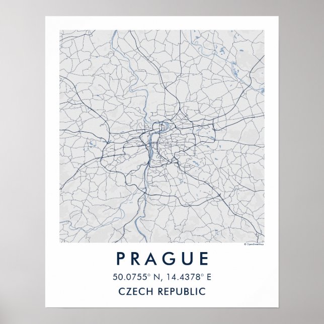 Custom City Map Prague Wall Art Poster (Devant)