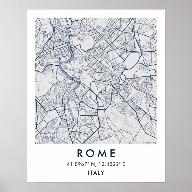 Custom City Map Rome Italy Wall Art Poster (Devant)