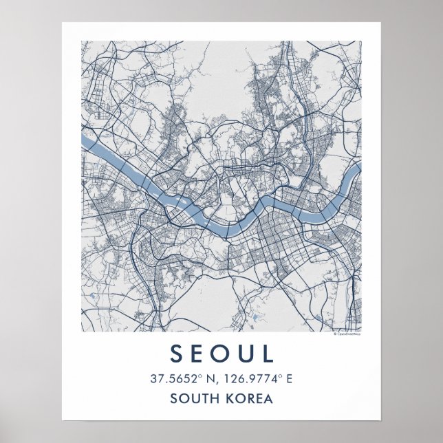 Custom City Map Seoul South Korea Wall Art Poster (Devant)