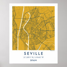 Custom City Map Seville Spain Wall Art Poster