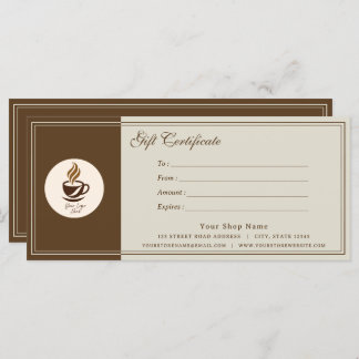 Custom Coffee Shop Gift Certificate | Personalized