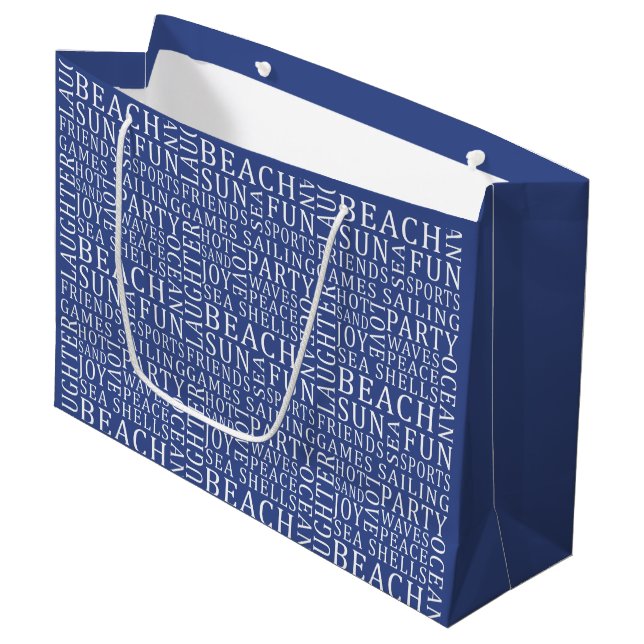 Custom Color Beach Typographie sacs cadeaux (Devant Angle)