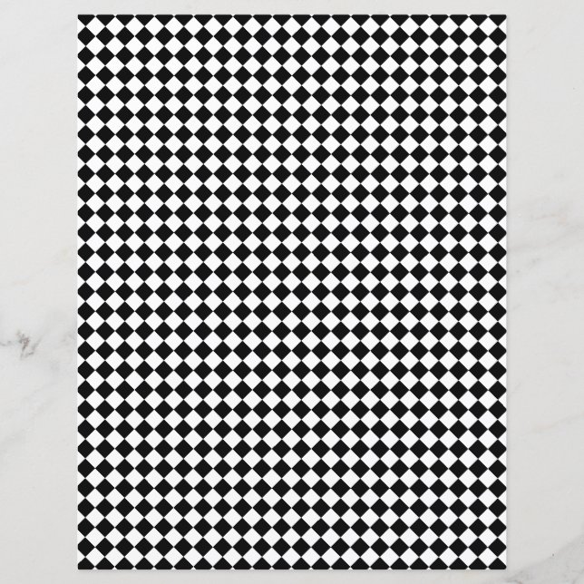 Custom Color Black Checkerboard Scrapbook Paper (Devant)