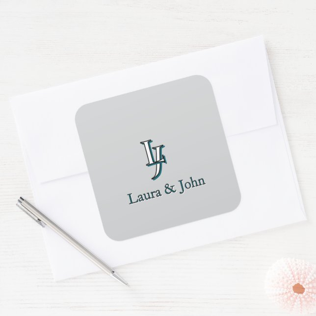 Custom Couple Initials and Names Stickers (Enveloppe)