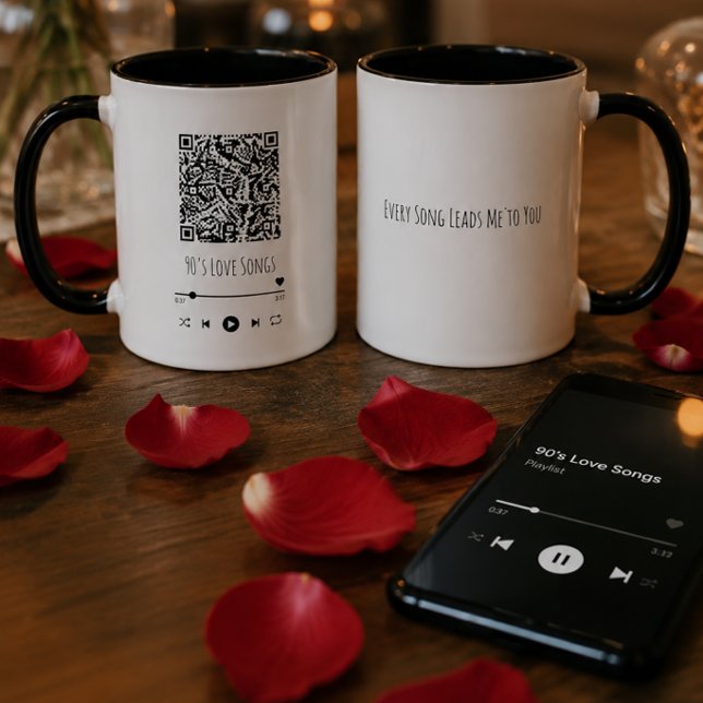 Custom Couple's QR Playlist Mug (Créateur téléchargé)