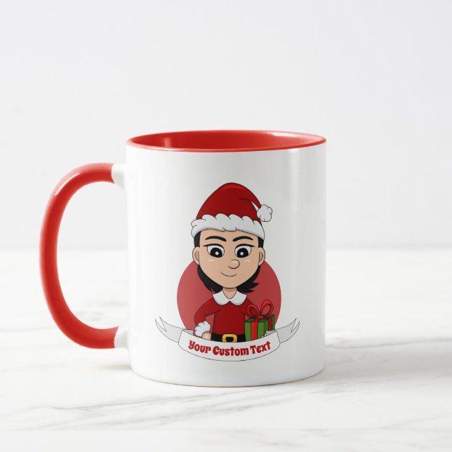 Custom cute Christmas girl dessin animé Mug (Gauche)