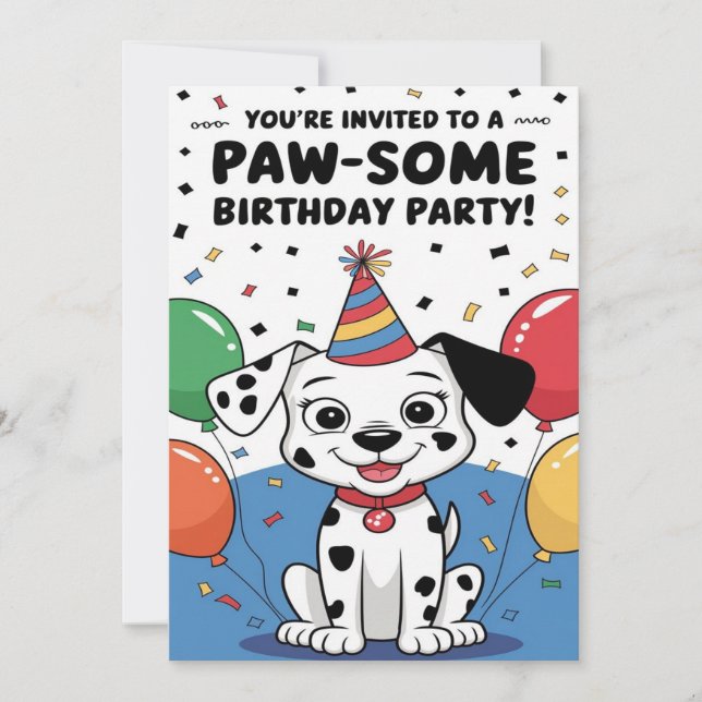 Custom Dalmatian birthday Invitation card (Devant)
