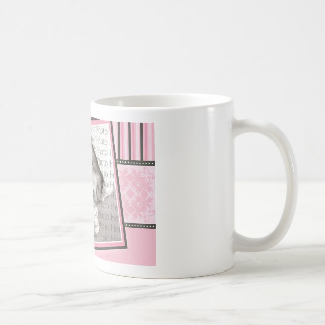 Custom Damask & Stripes Baby Photo Mug :rose (Droite)