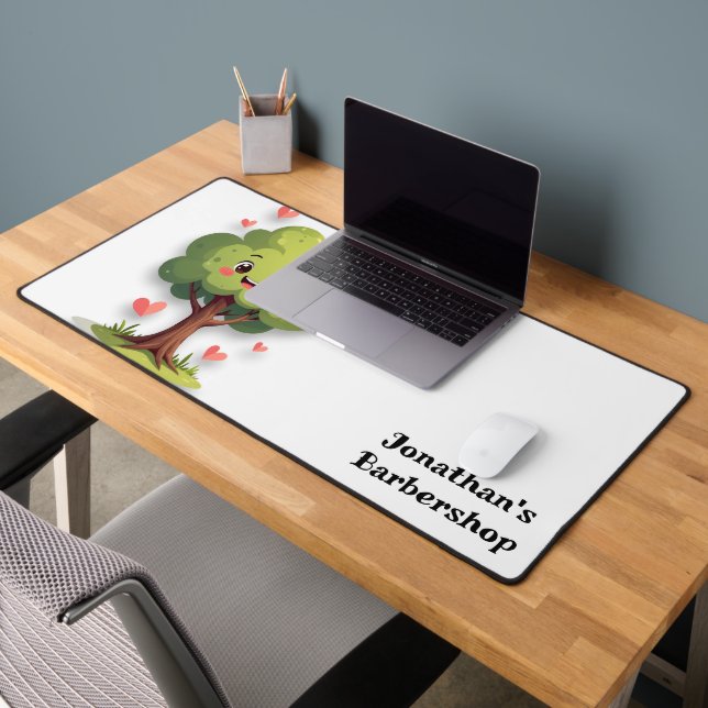 Custom Desk Mat for Salon Owner Barber Tree Hearts (Bureau 2)