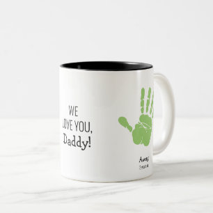 Custom Deux empreintes On t'aime, papa ! Mug