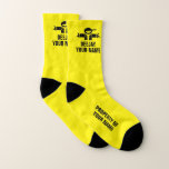 Custom DJ name sport socks for music deejay<br><div class="desc">Custom DJ name sport socks for music deejay. Add your own custom name or monogram letters to make a unique pair of socks. Cool Birthday ou Christmas Holiday vend idea for him or Bright yellow or custom background color. Fun present for disk jockey, artist, performer, brother, husband, boyfriend, son, friend,...</div>