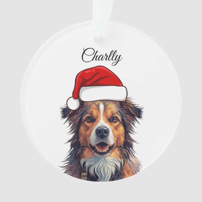 Custom Dog Christmas Ornament Santa Hat Photo Gift (devant)