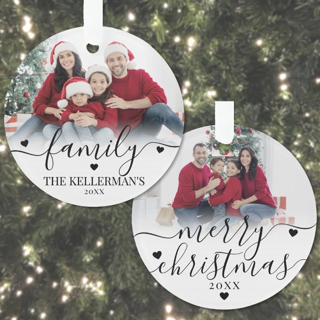 Custom Double Sided Family Two Photo Christmas (Custom Double Sided Family Two Photo Christmas Ornament)