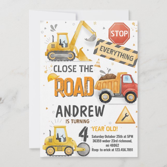 Custom Dump Truck Birthday for boys Invitation (Devant)