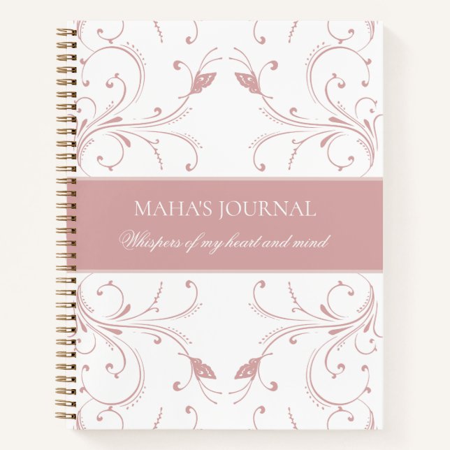 Custom Dusty Rose Botanical Butterfly Journal  (Devant)