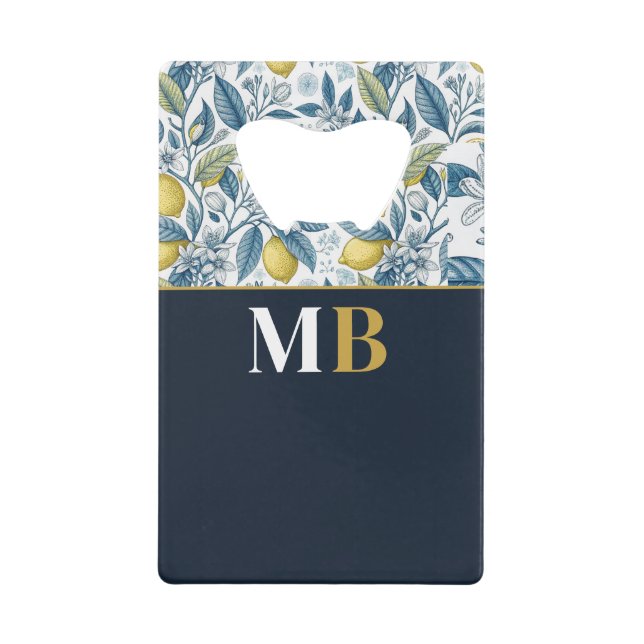 Custom Elegant Mediterranean Lemon Botanical Navy (Devant)
