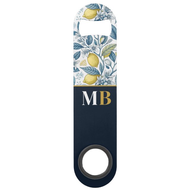 Custom Elegant Mediterranean Lemon Botanical Navy (Devant)