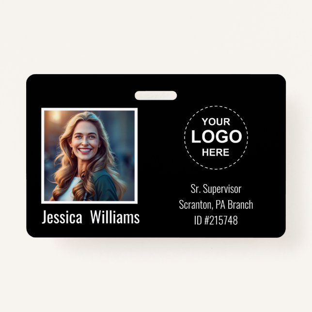 Custom Employee Photo ID Badge with Logo & Barcode (Devant)