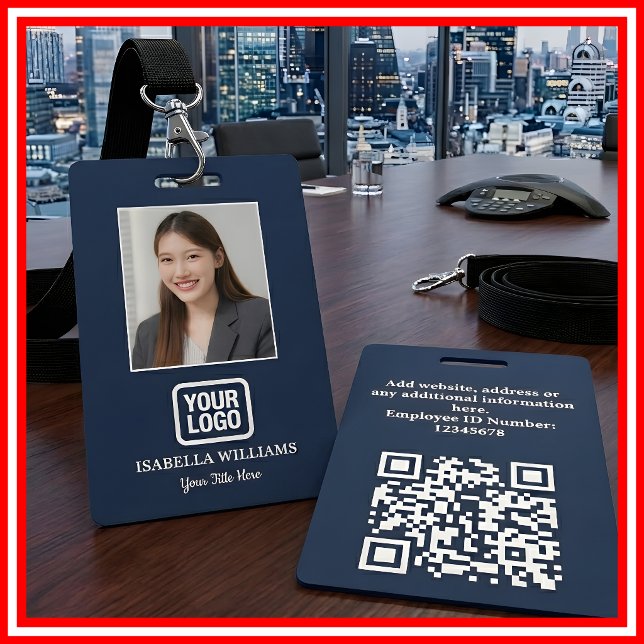 Custom Employee Photo, QR Code, Logo, Name Badge (Créateur téléchargé)
