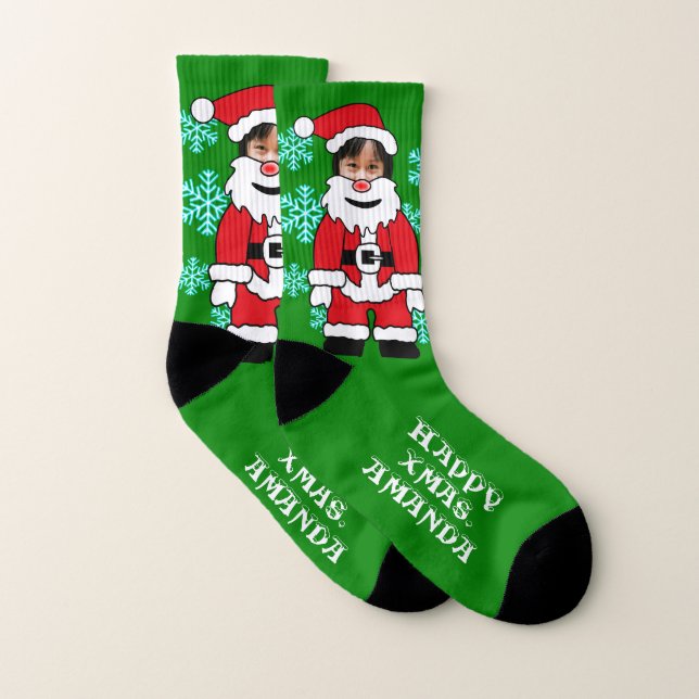 Custom face Santa Claus photo and text (Paire)