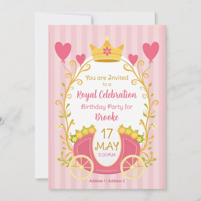 Custom Fairytale Princess Invitations for Girls (Devant)