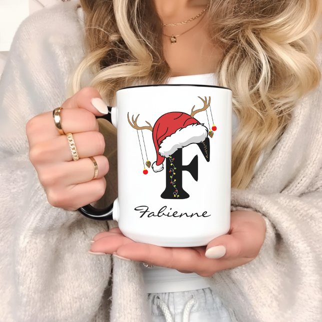 Custom Family Monogram Holiday Mug for Friends (personalized Christmas mug, Christmas alphabet mug, family monogram mug, holiday coffee mug,)