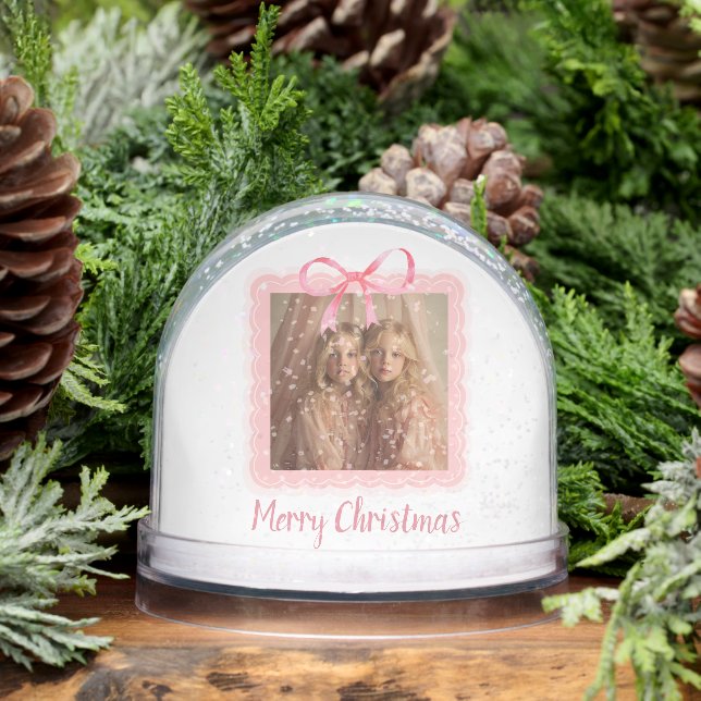 Custom Family Photo Merry Christmas Snow Globe (Hiver)