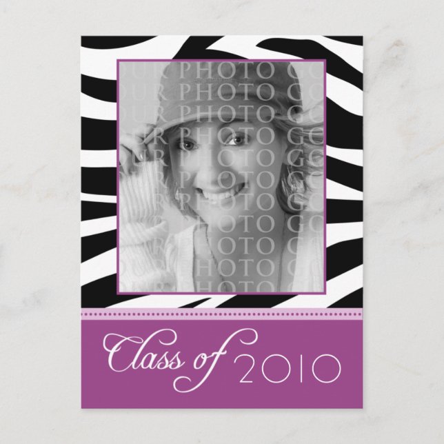 CUSTOM Funky Purple Zebra Graduation Faire-part (Devant)
