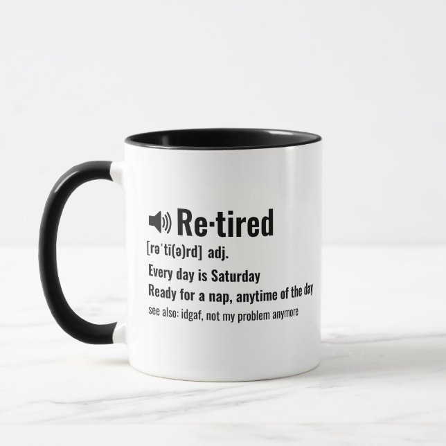 Custom Funny Retirement Definition Mug  (Gauche)