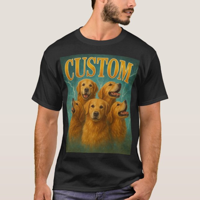 Custom Golden Retriever Dog Art T-Shirt – Cute Per (Devant)