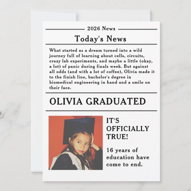 Custom Graduation Newspaper Academic Major Edition (Dos)