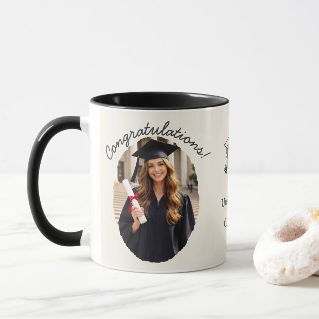 Custom Graduation Photo Mug Congratulations (Avec donut)