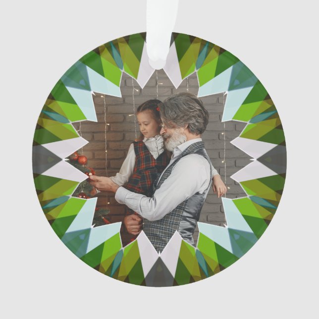 Custom Green Christmas Star Family Photo Gift Tree (devant)