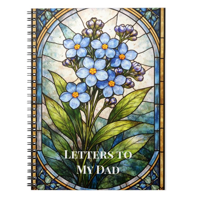 Custom Grief Journal Forget Me Not Stained Glass  (Devant)
