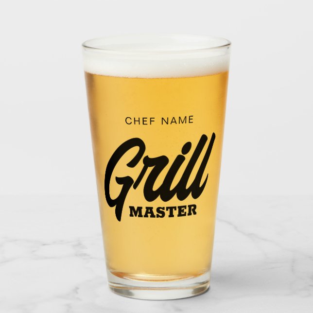 Custom Grill Master bière verre pour le chef BBQ (Devant (rempli))